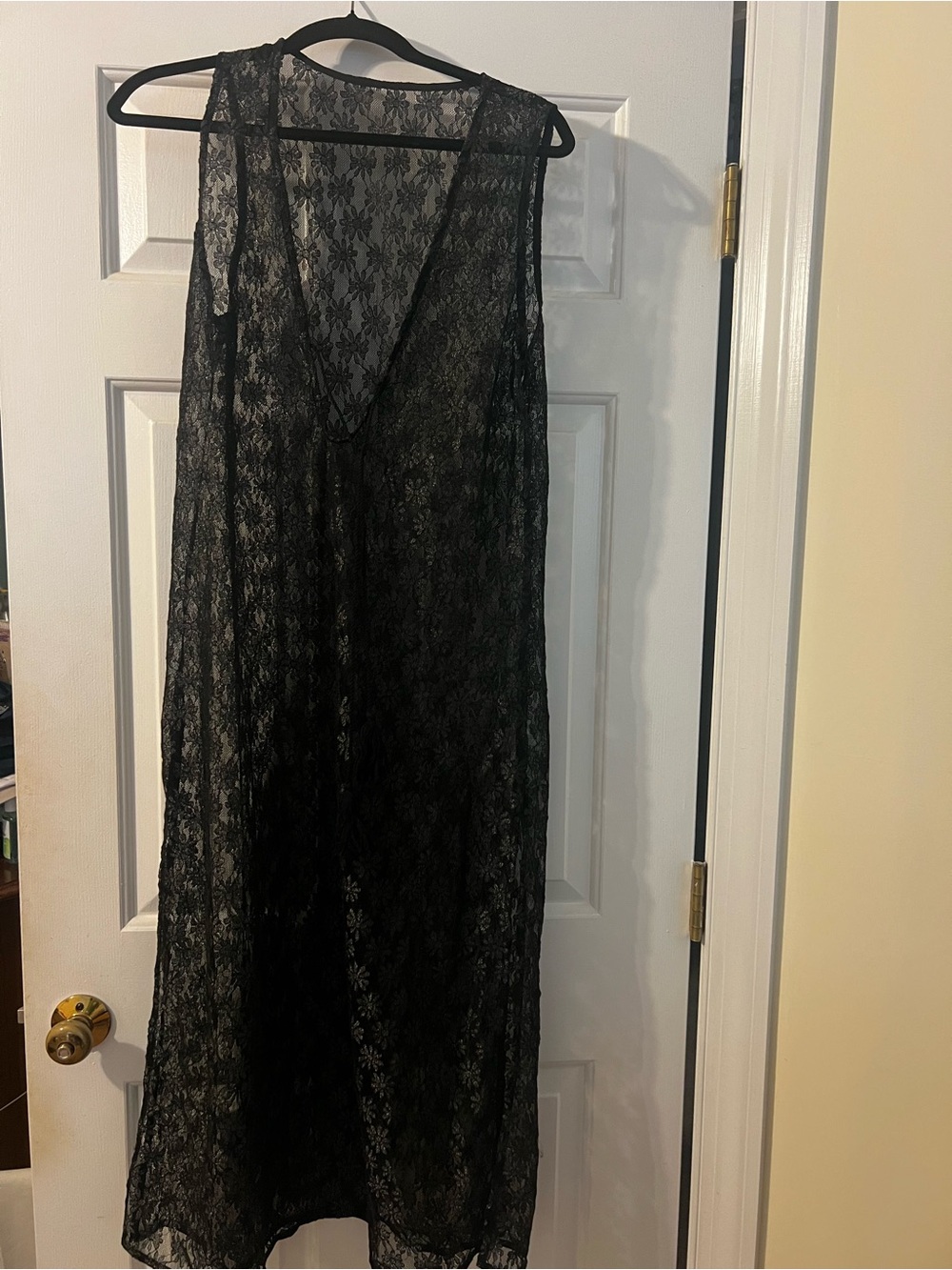Cupshe Black Sheer Floral Lace Maxi cover up
